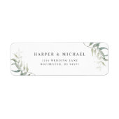 Waterverf sage verlaat trouwretourlabel etiket (Voorkant)