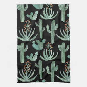 Waterverf Saguaro Cactus Desert Aloe Pattern Theedoek