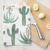 Waterverf Saguaro Cactus Desert Aloe Pattern Theedoek (Quarter Fold)