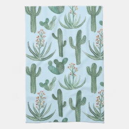 Waterverf Saguaro Cactus Desert Aloe Pattern Theedoek