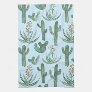 Waterverf Saguaro Cactus Desert Aloe Pattern Theedoek