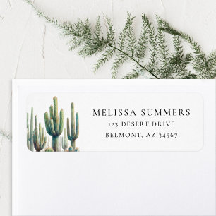 Waterverf Saguaro Cactus Retouradreslabel Etiket