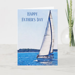 Waterverf Sailboat Happy Vaderdag Card Kaart