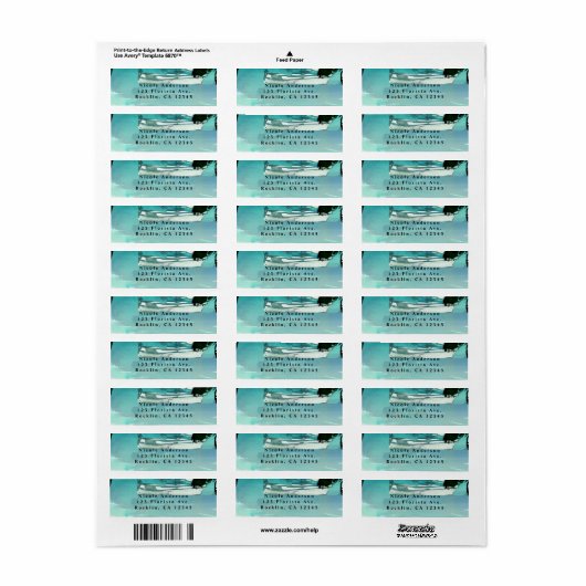 Waterverf Sailboat Palm Trees & String Lights Etiket (Full Sheet)