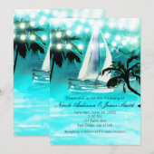 Waterverf Sailboat Palm Trees & String Lights Kaart (Voorkant / Achterkant)