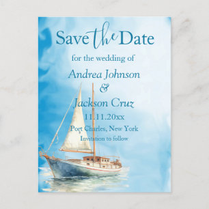 Waterverf Sailboat Wedding Save the Date Briefkaart