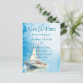 Waterverf Sailboat Wedding Save the Date Briefkaart (Staand voorkant)