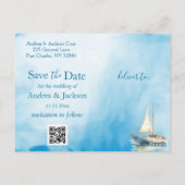 Waterverf Sailboat Wedding Save the Date Briefkaart (Achterkant)