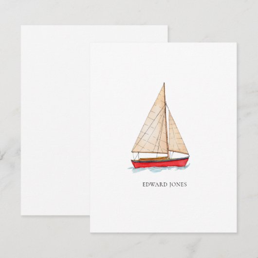 Waterverf Sailboot flat Hartelijk dank Bedankkaart (Voorkant / Achterkant)