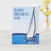 Waterverf Sailboot Happy Birthday Pap Card Kaart (Gele Bloem)
