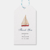 Waterverf Sailboot Nautical bruiloft Cadeaulabel (Voorkant)