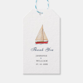 Waterverf Sailboot Nautical bruiloft Cadeaulabel
