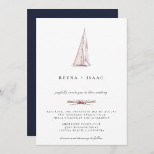Waterverf Sailboot Nautical Wedding Invitation Aankondiging