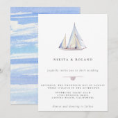 Waterverf Sailboot Nautical Wedding Invitation Aankondiging (Voorkant / Achterkant)