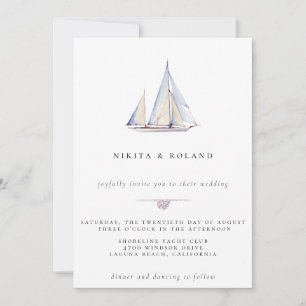 Waterverf Sailboot Nautical Wedding Invitation Aankondiging