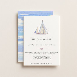 Waterverf Sailboot Nautical Wedding Invitation Aankondiging