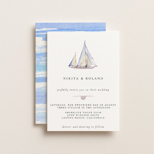 Waterverf Sailboot Nautical Wedding Invitation Aankondiging