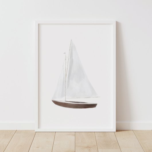 Waterverf Sailboot Nursery Decor Poster