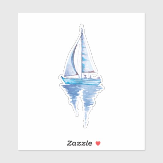 Waterverf Sailboot Sticker (Vel)