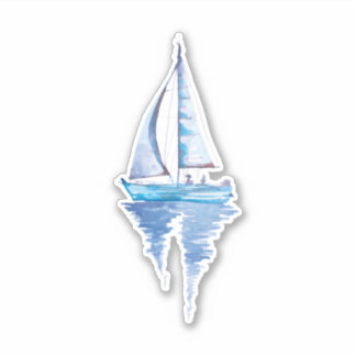 Waterverf Sailboot Sticker