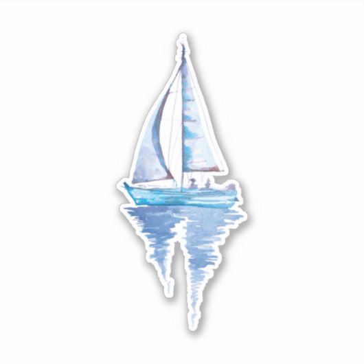 Waterverf Sailboot Sticker (Voorkant)