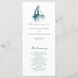 Waterverf Sailing Boat Wedding Program Rack Kaarte Programmakaart