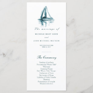 Waterverf Sailing Boat Wedding Program Rack Kaarte Programmakaart