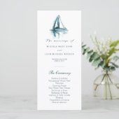 Waterverf Sailing Boat Wedding Program Rack Kaarte Programmakaart (Staand voorkant)