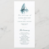 Waterverf Sailing Boat Wedding Program Rack Kaarte Programmakaart (Voorkant)