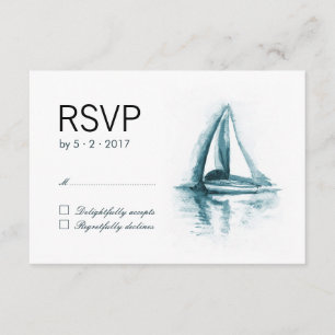 Waterverf Sailing Boat Wedding RSVP Response Kaart