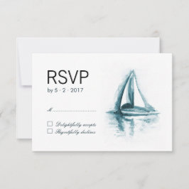 Waterverf Sailing Boat Wedding RSVP Response Kaart