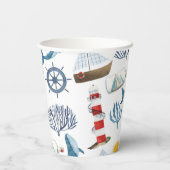 Waterverf Sailor Whale Zee Baby shower Papieren Bekers (Achterkant)