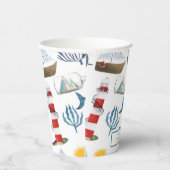 Waterverf Sailor Whale Zee Baby shower Papieren Bekers (Rechts)