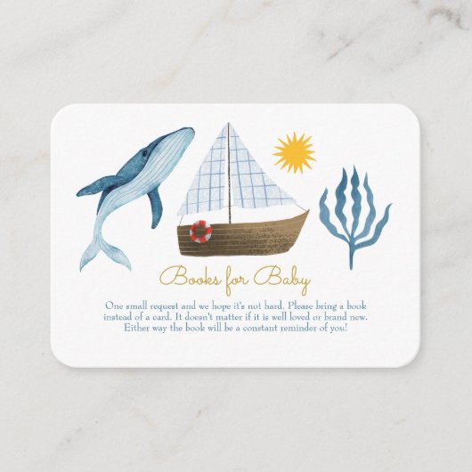 Waterverf Sailor Whale Zee Boeken voor Baby Informatiekaartje (Voorkant)