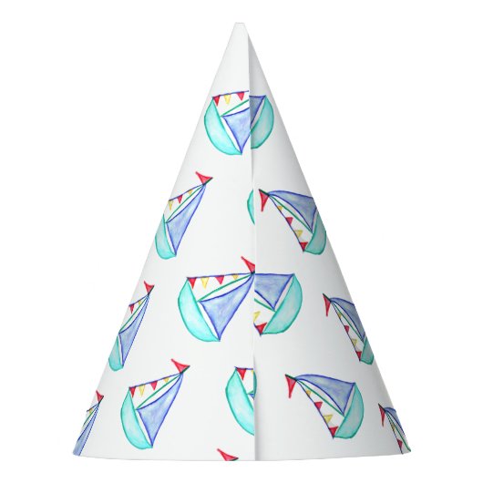 Waterverf Sailships Pet Feesthoedjes (Achterkant)