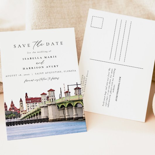 Waterverf Saint Augustine Florida Skyline Beach Briefkaart