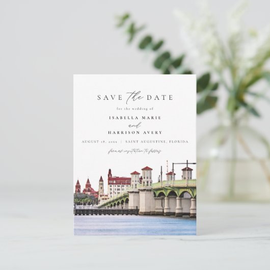 Waterverf Saint Augustine Florida Skyline Beach Briefkaart (Staand voorkant)