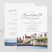 Waterverf Saint Augustine Florida Skyline Beach Kaart (Voorkant / Achterkant)