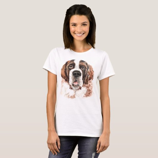 Waterverf Saint Bernard T-shirt (Voorkant volledig)