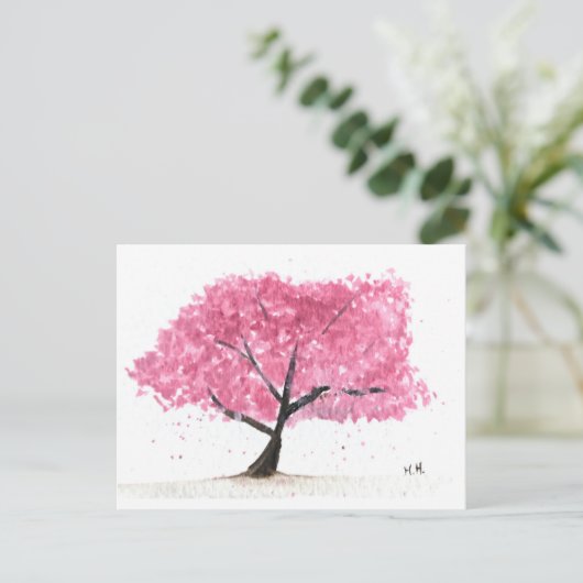 Waterverf Sakura Briefkaart (Staand voorkant)