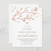 Waterverf Sakura | Cherry Blossom Sla de datum op Aankondigingskaart (Voorkant / Achterkant)