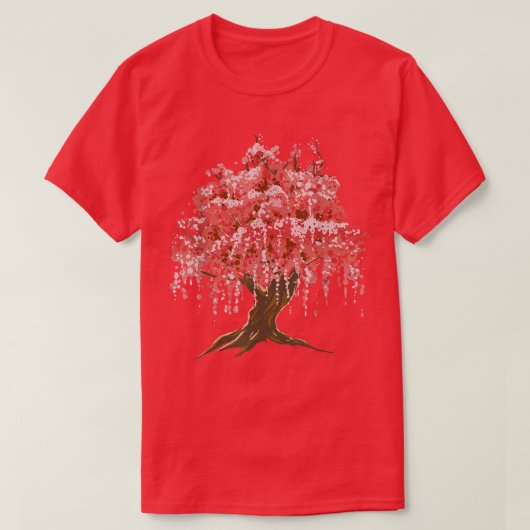 Waterverf Sakura Cherry Blossom Tree T-shirt (Design voorkant)