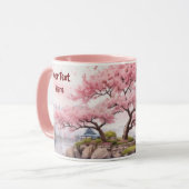 Waterverf Sakura Cherry Blossom Tree Uitzicht Mok (Voorkant links)