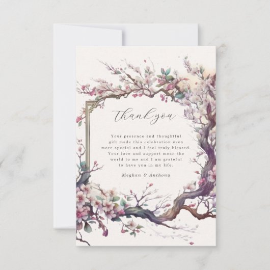 Waterverf Sakura Cherry Flower Dank u kaart (Voorkant)