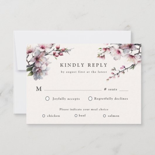 Waterverf Sakura Cherry Flower RSVP Response Kaart (Voorkant)
