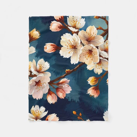 Waterverf Sakura Dreams Fleece Deken (Voorkant)