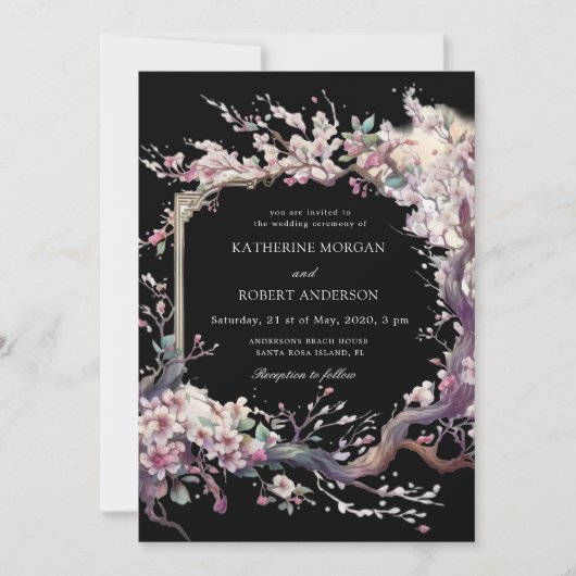 Waterverf Sakura Kersenbloem bruiloft uitnodiging (Voorkant)