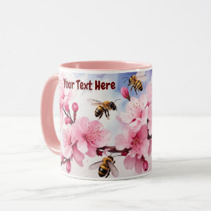 Waterverf Sakura Kersenbloesem met Bijen Mok