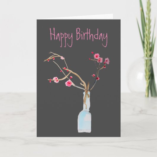 Waterverf sakura roze kers blossom kaart (Voorkant)