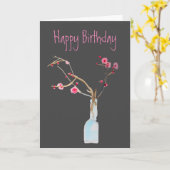 Waterverf sakura roze kers blossom kaart (Gele Bloem)